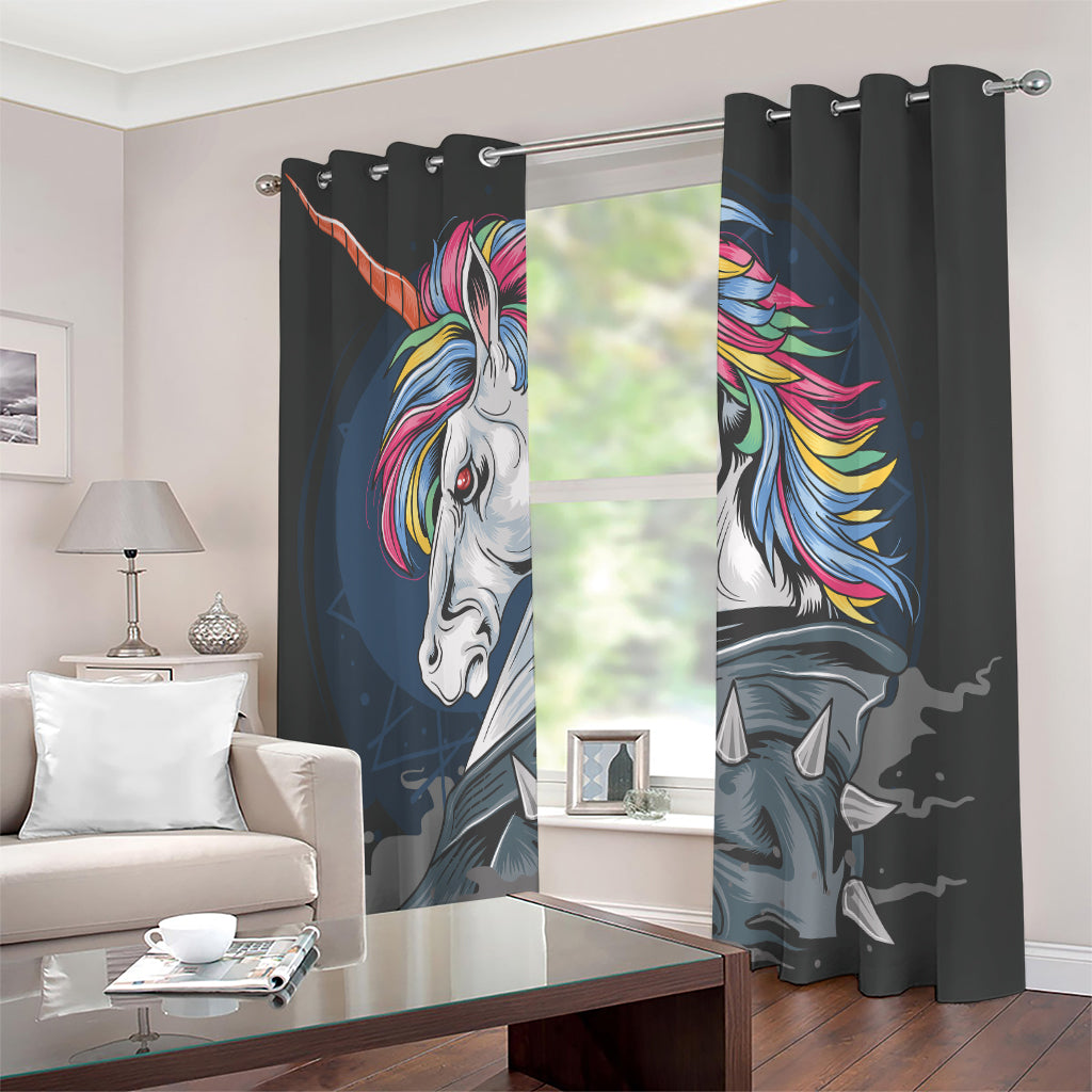 Punk Unicorn Print Extra Wide Grommet Curtains