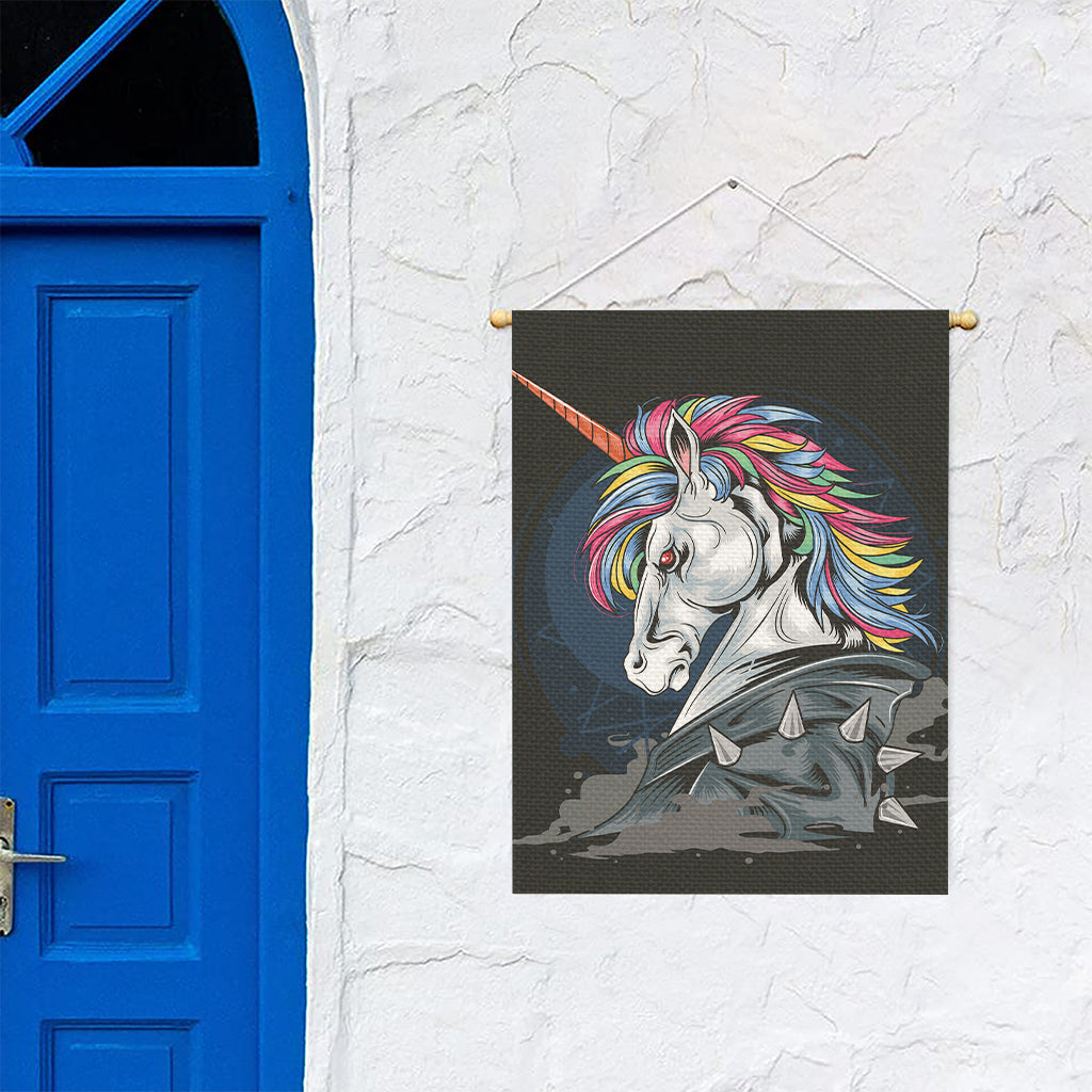 Punk Unicorn Print Garden Flag