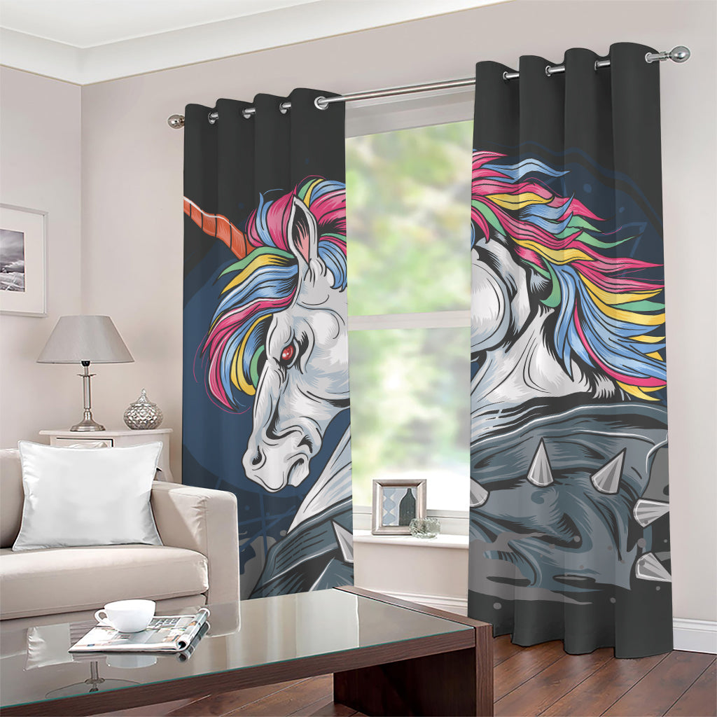 Punk Unicorn Print Grommet Curtains