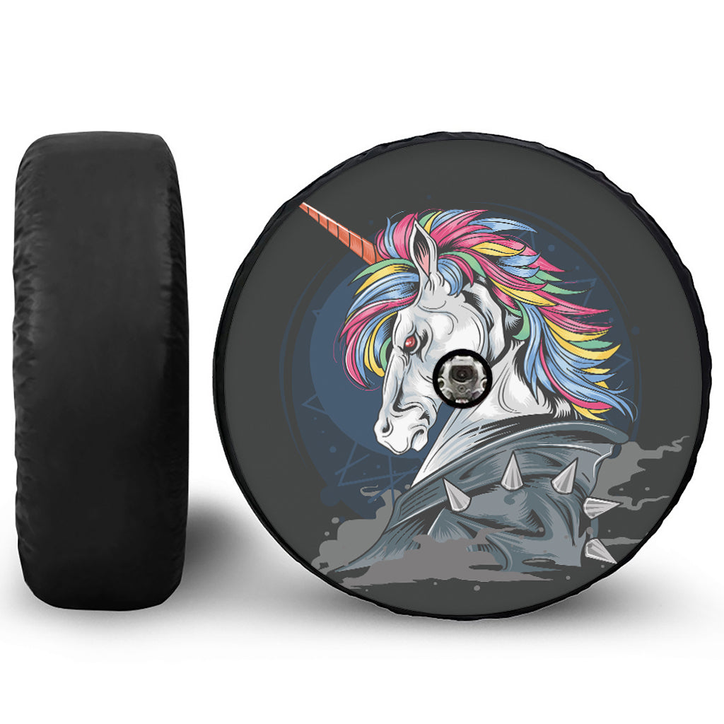 Punk Unicorn Print Tire Cover With Camera Hole