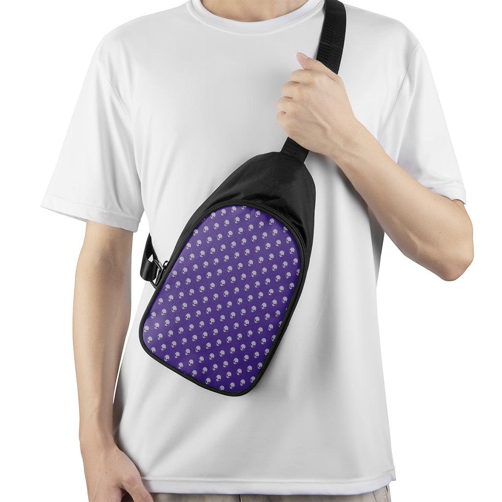 Purple Alien Face Pattern Print Chest Bag