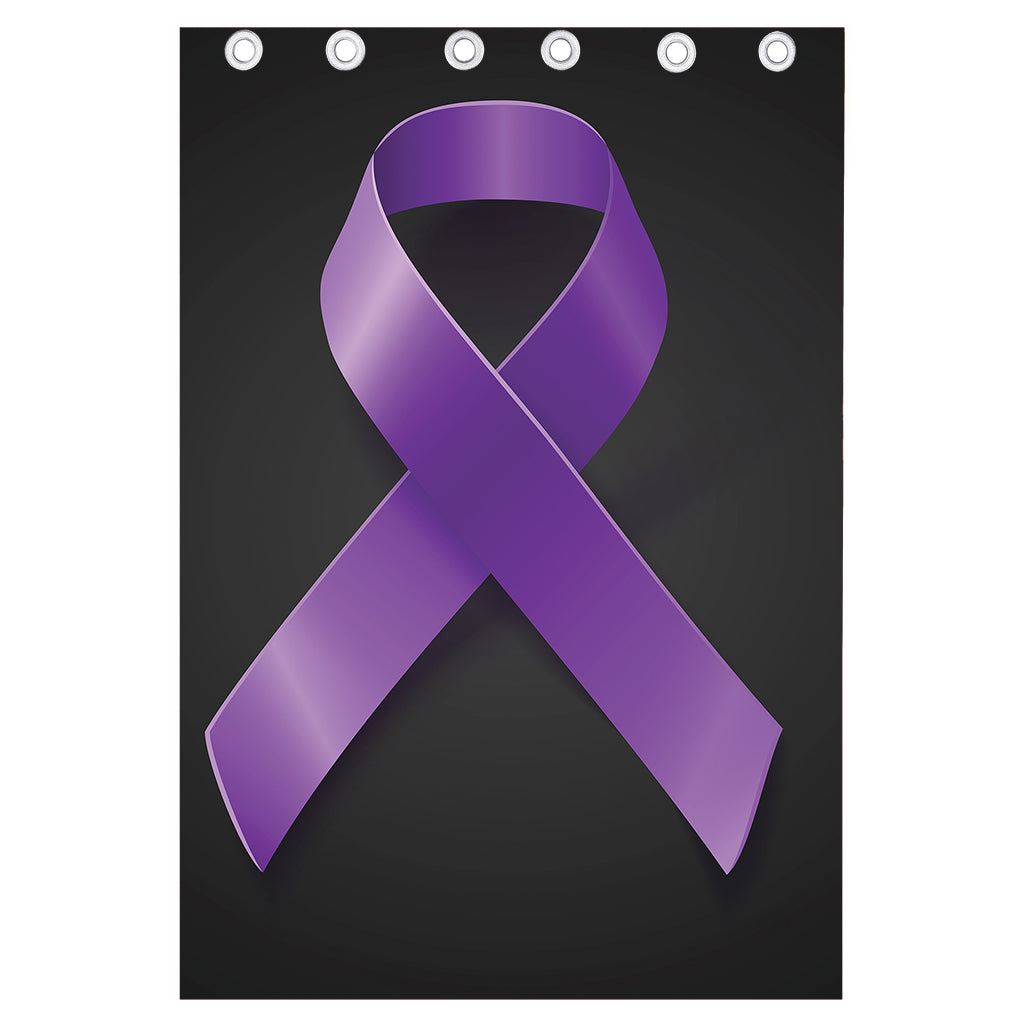 Purple All Cancer Awareness Ribbon Print Curtain