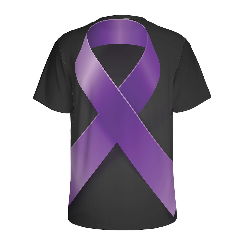 Purple All Cancer Awareness Ribbon Print Men's Sports T-Shirt