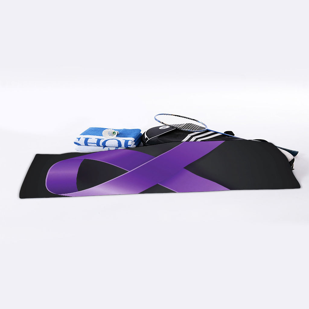 Purple All Cancer Awareness Ribbon Print Sports Towel