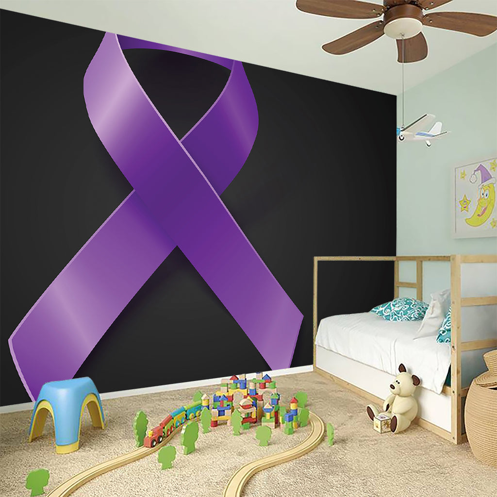 Purple All Cancer Awareness Ribbon Print Wall Sticker