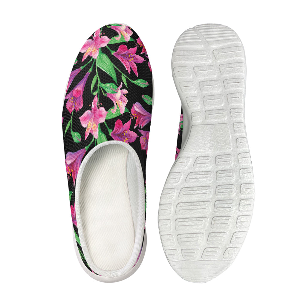 Purple Alstroemeria Pattern Print Mesh Casual Shoes