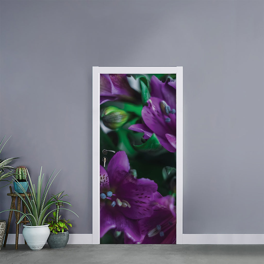 Purple Alstroemeria Print Door Sticker