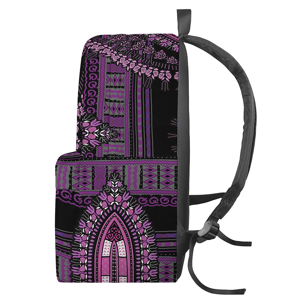 Purple And Black African Dashiki Print Backpack