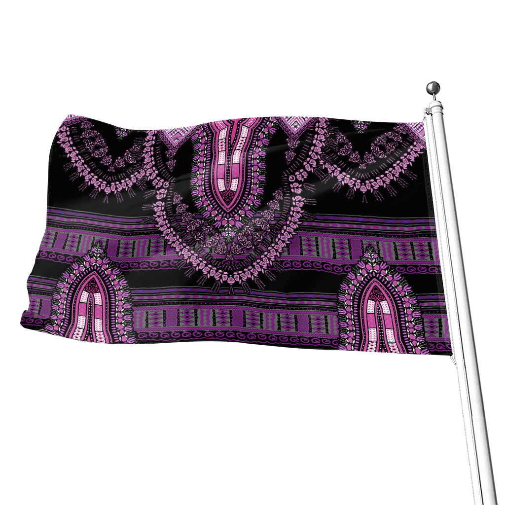 Purple And Black African Dashiki Print Flag