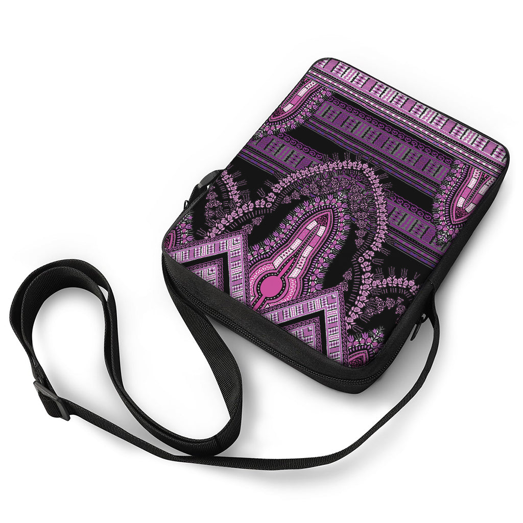Purple And Black African Dashiki Print Rectangular Crossbody Bag