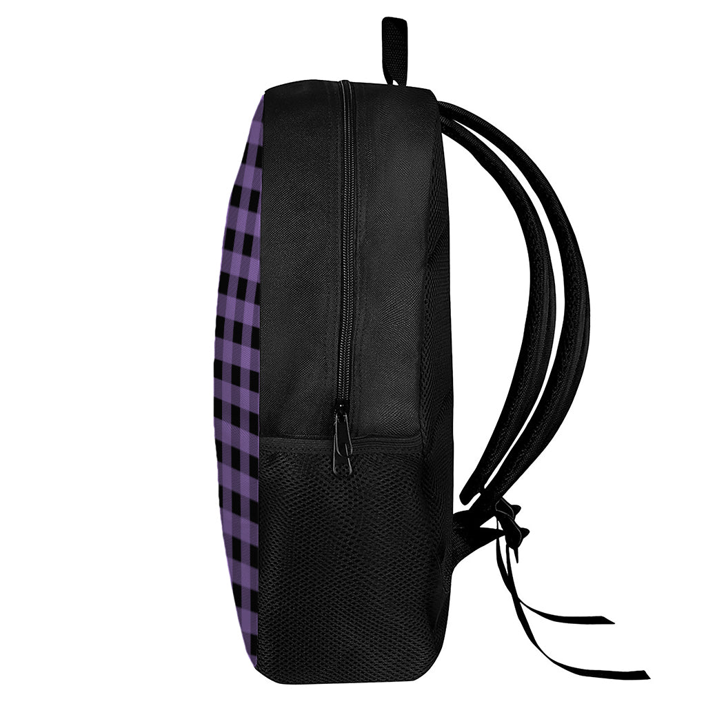 Purple And Black Buffalo Check Print 17 Inch Backpack