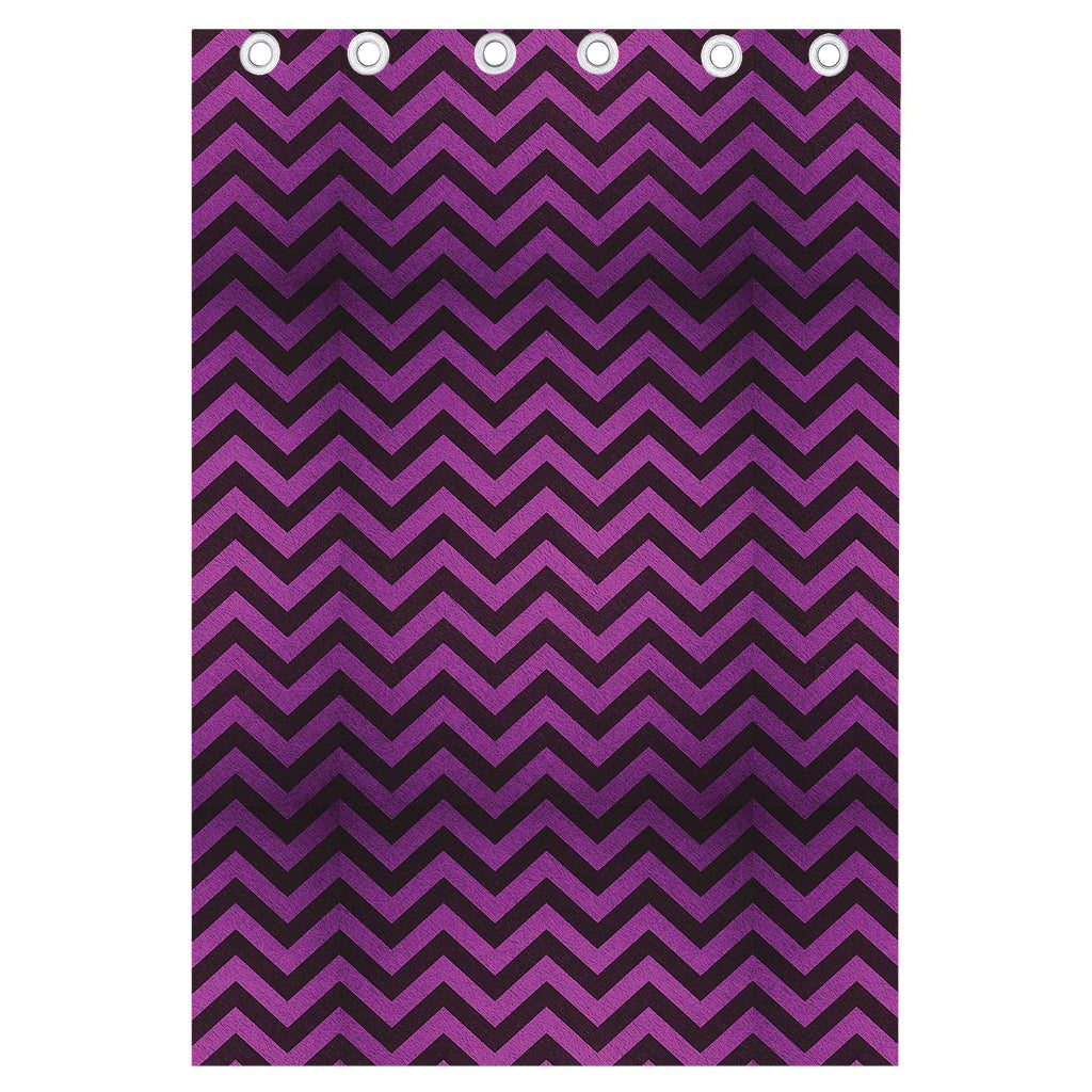 Purple And Black Chevron Pattern Print Curtain