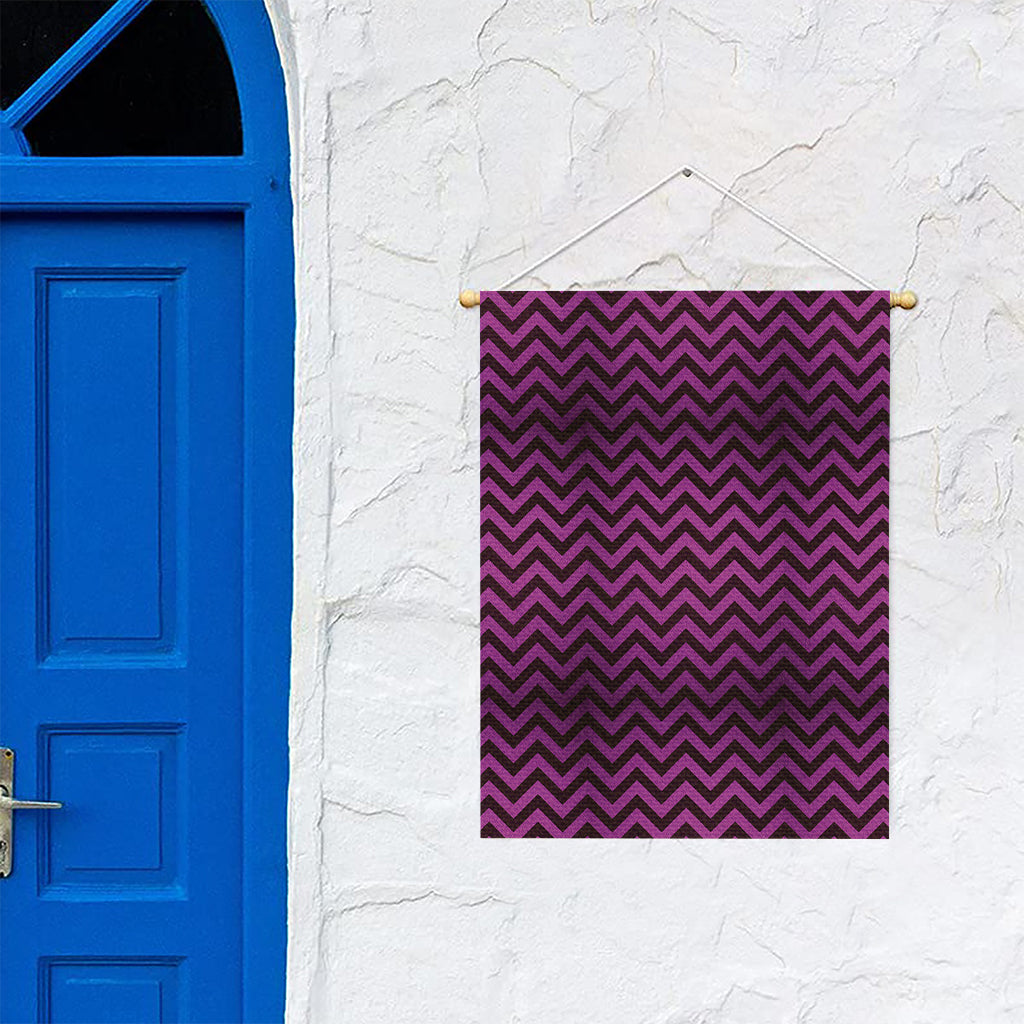 Purple And Black Chevron Pattern Print Garden Flag