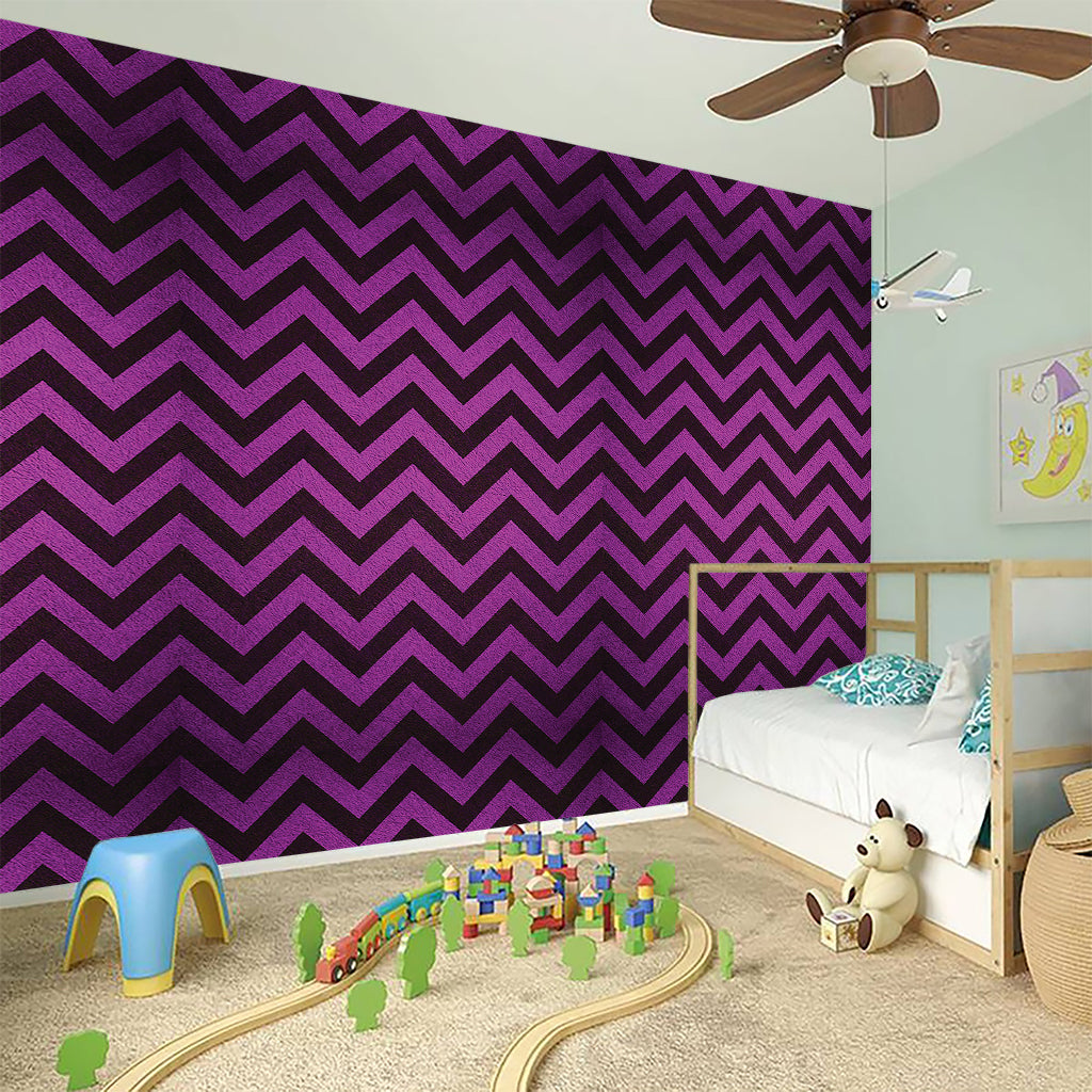 Purple And Black Chevron Pattern Print Wall Sticker