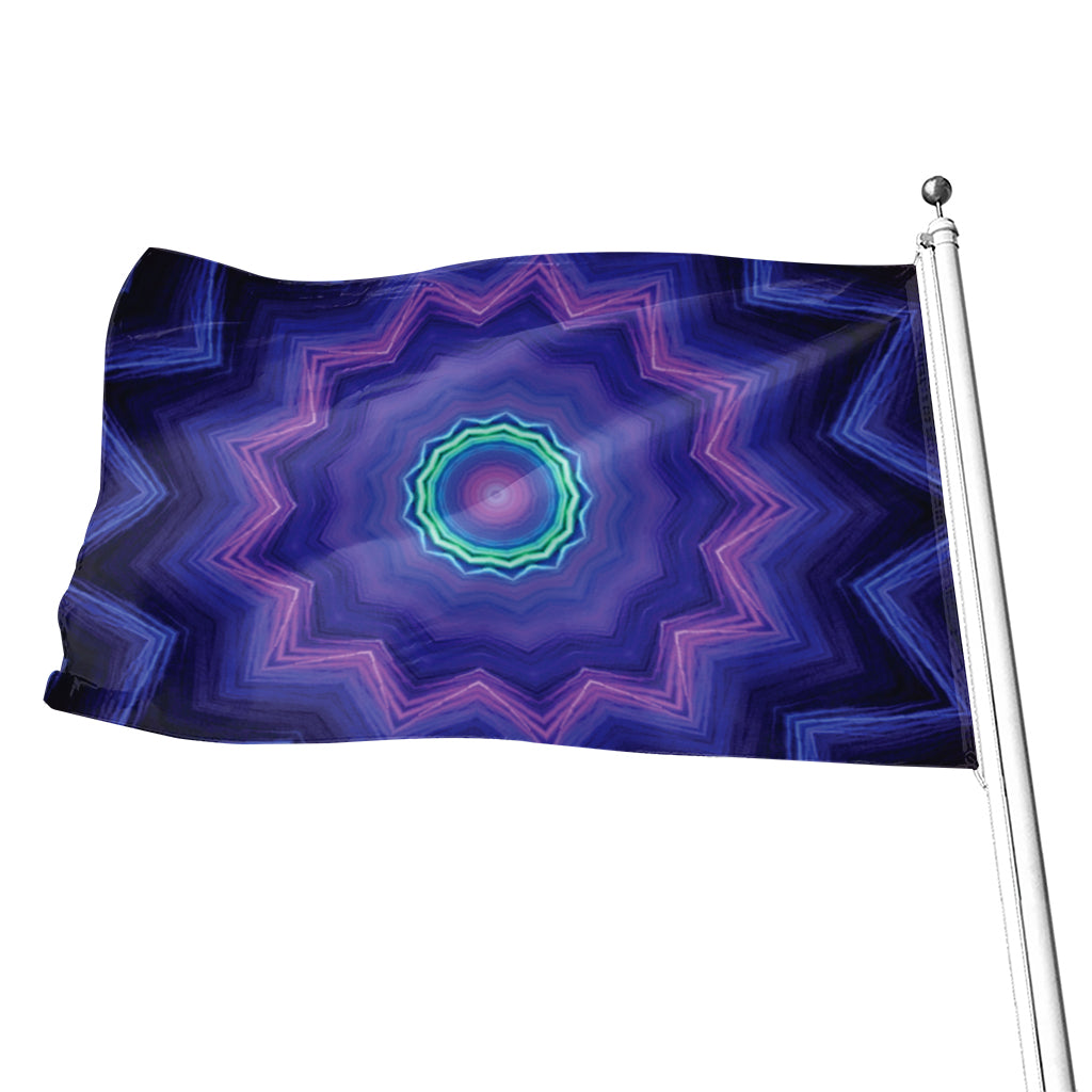 Purple And Blue Kaleidoscope Print Flag