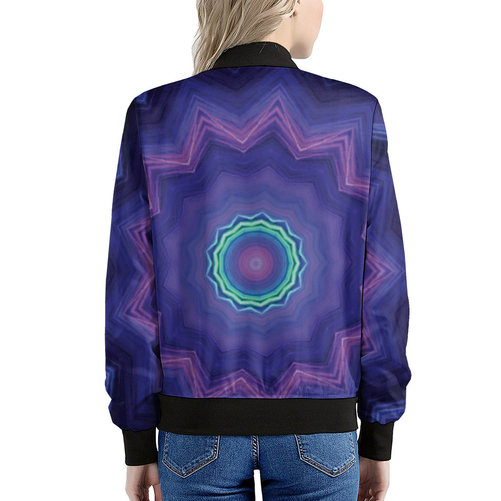 Purple And Blue Kaleidoscope Print Women's Bomber Jacket
