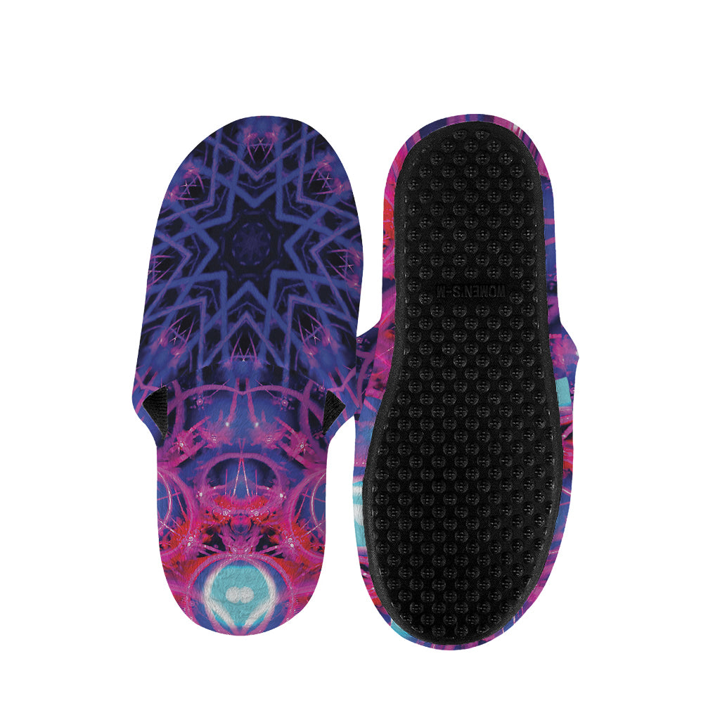 Purple And Blue Light Mandala Print Slippers