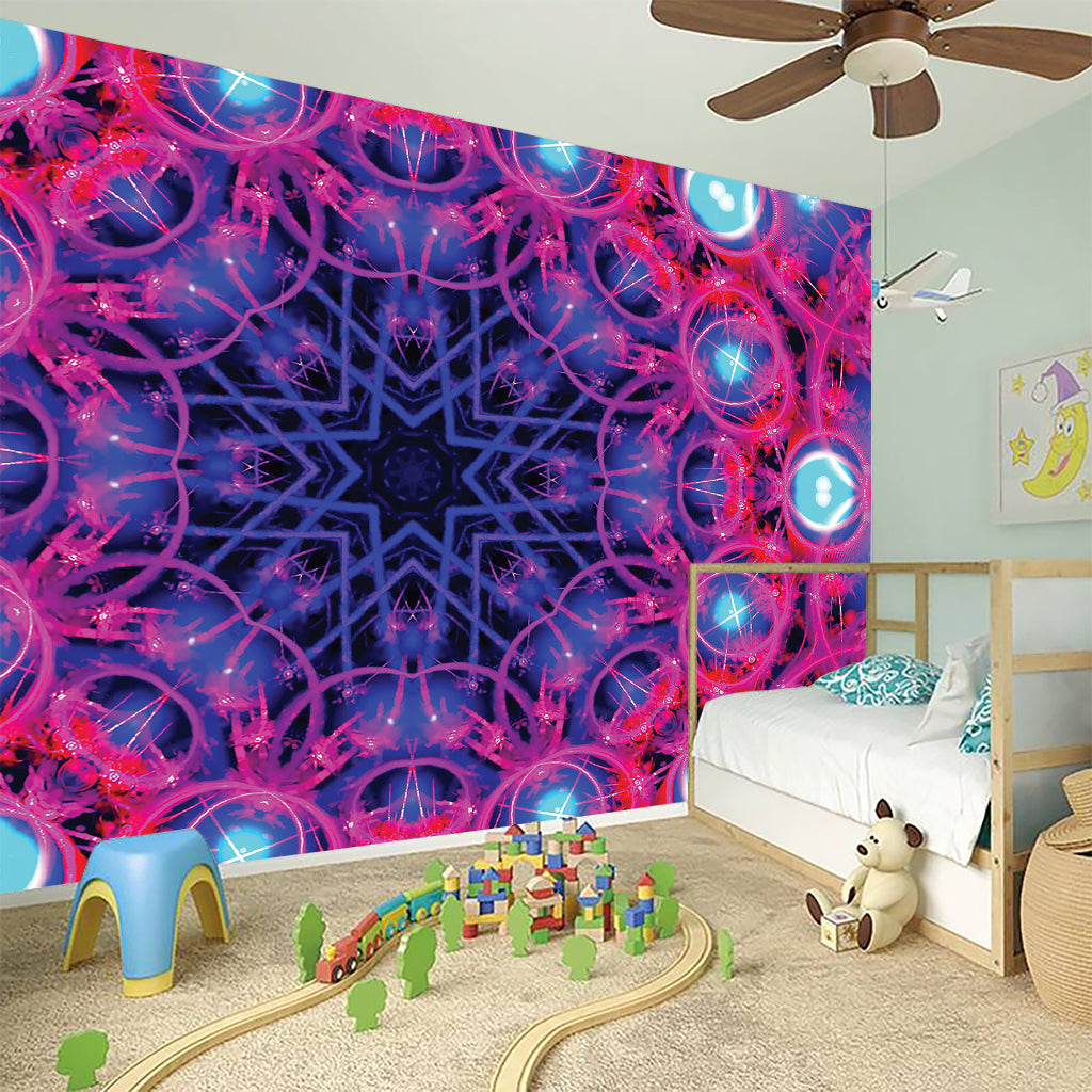 Purple And Blue Light Mandala Print Wall Sticker
