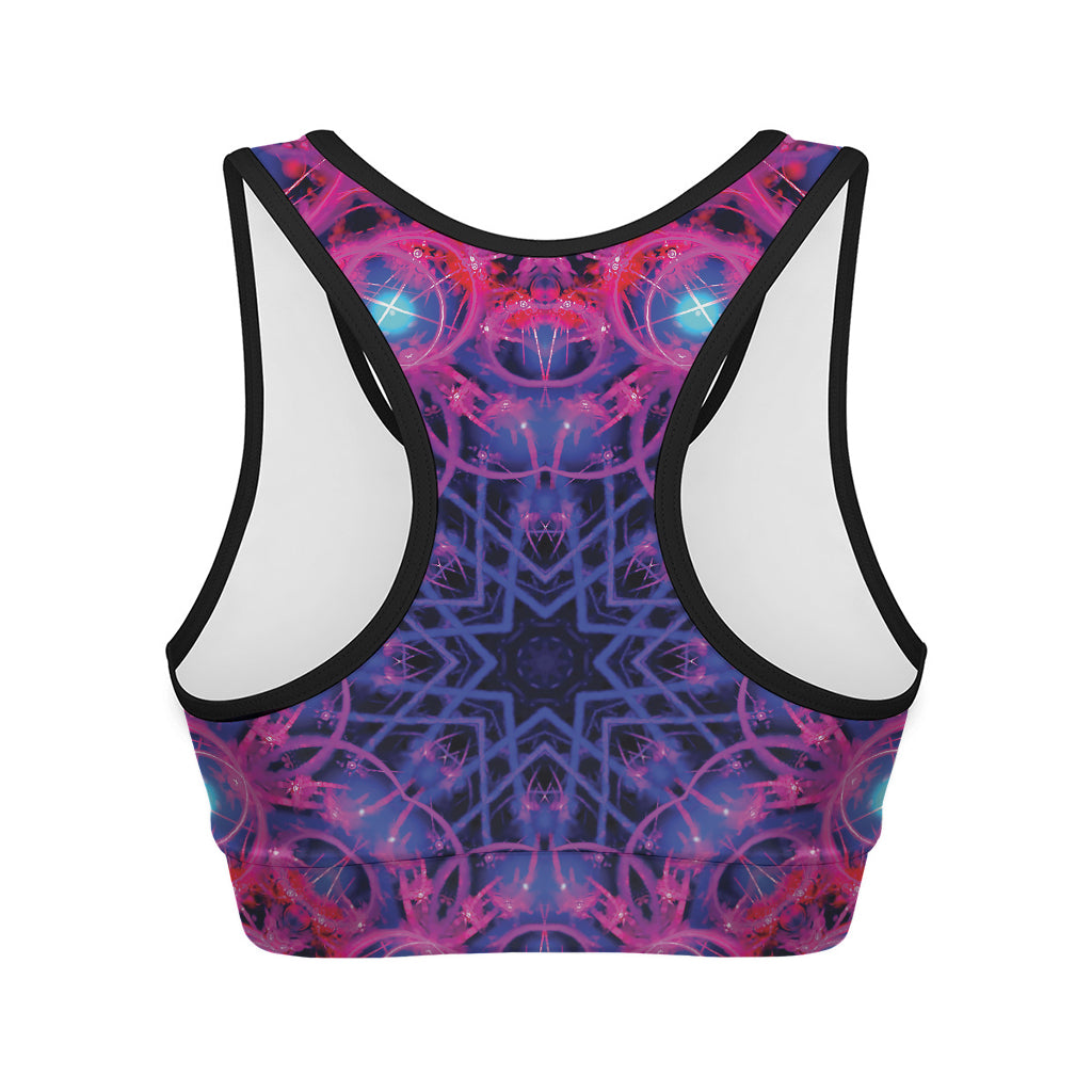 Purple And Blue Light Mandala Print Women's Sports Bra