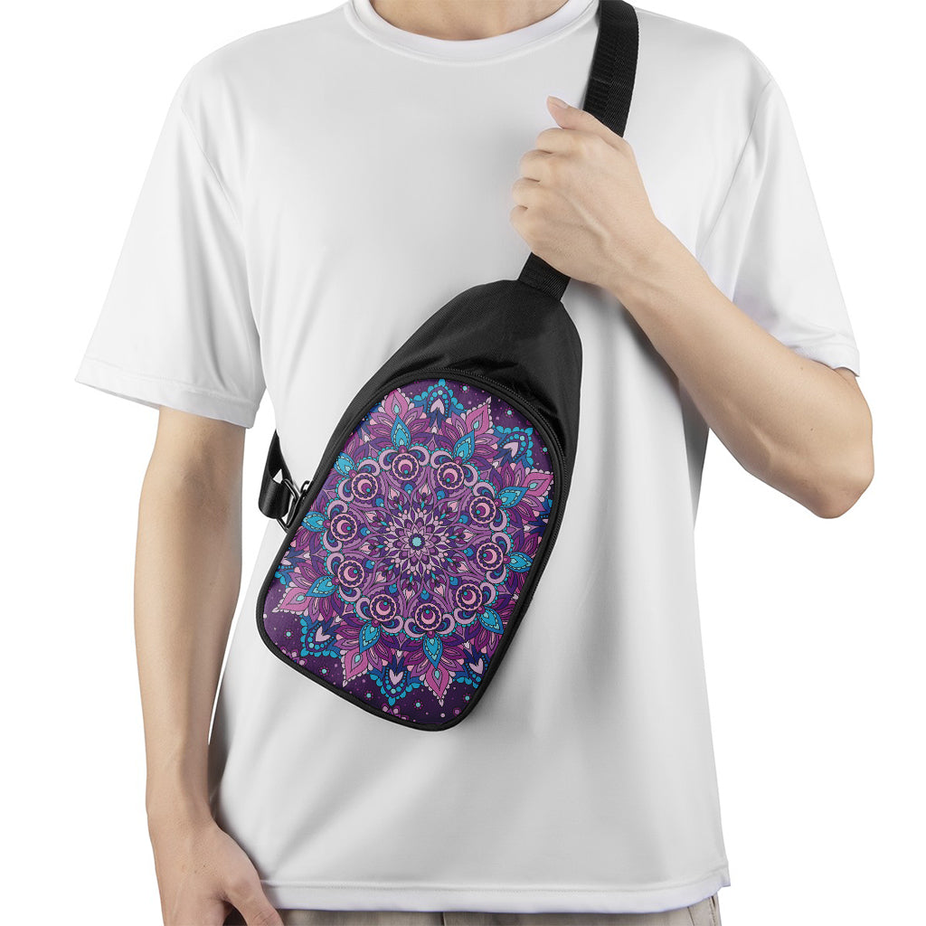Purple And Blue Mandala Print Chest Bag