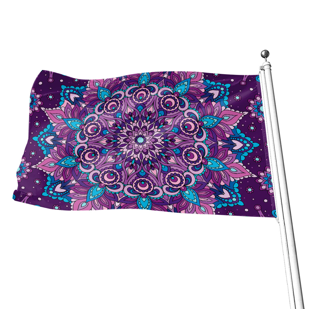 Purple And Blue Mandala Print Flag