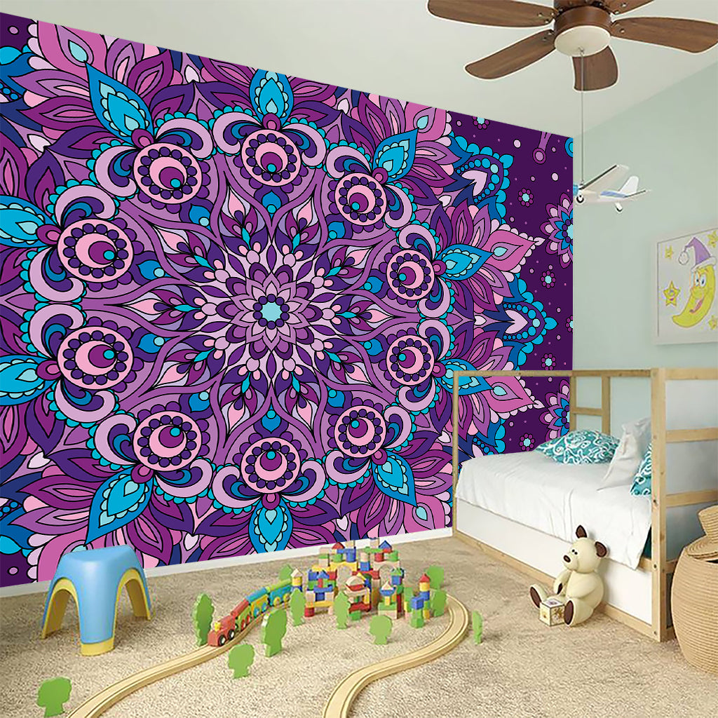 Purple And Blue Mandala Print Wall Sticker
