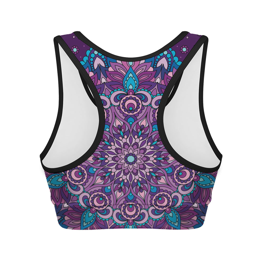 Purple And Blue Mandala Print Women's Sports Bra