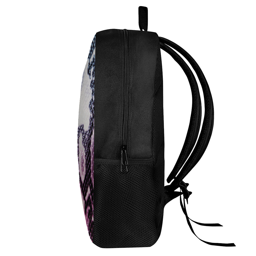 Purple And Blue Snakeskin Print 17 Inch Backpack