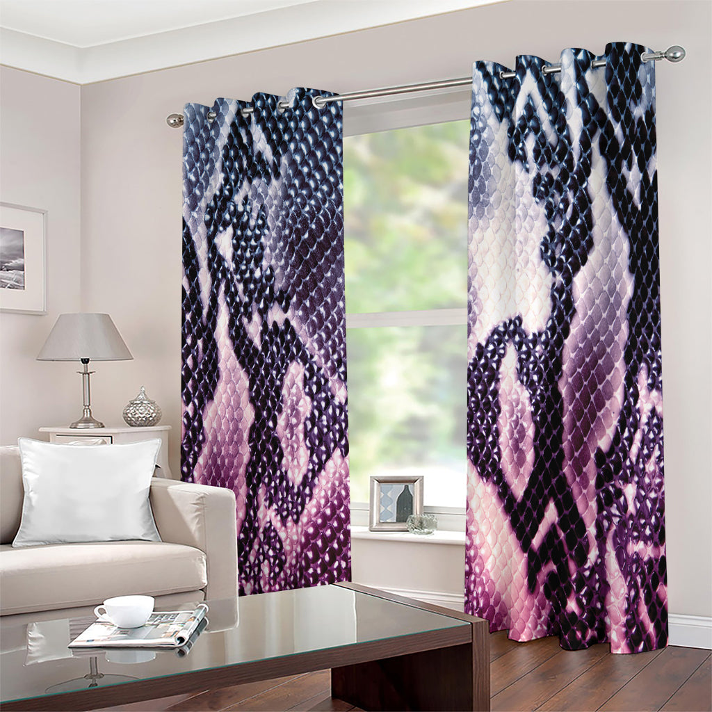 Purple And Blue Snakeskin Print Extra Wide Grommet Curtains