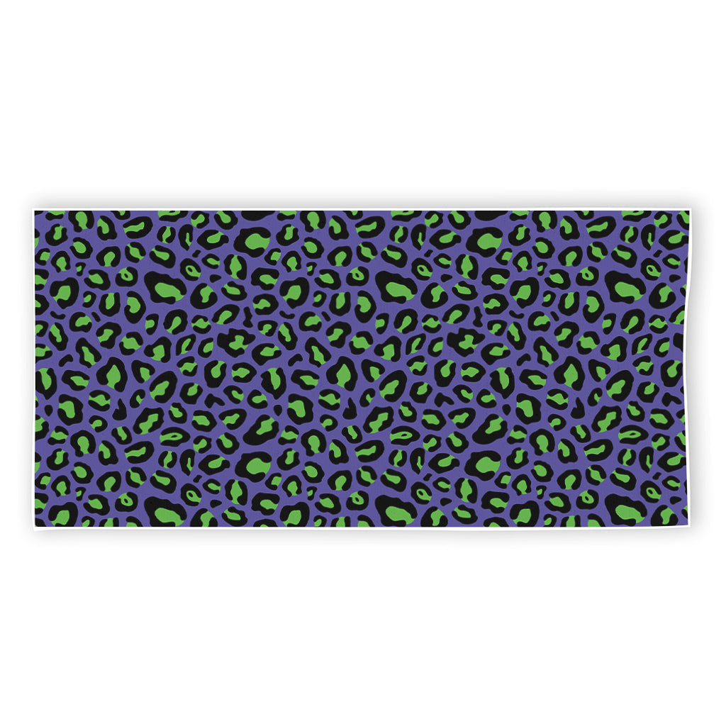 Purple And Green Leopard Pattern Print Beach Towel