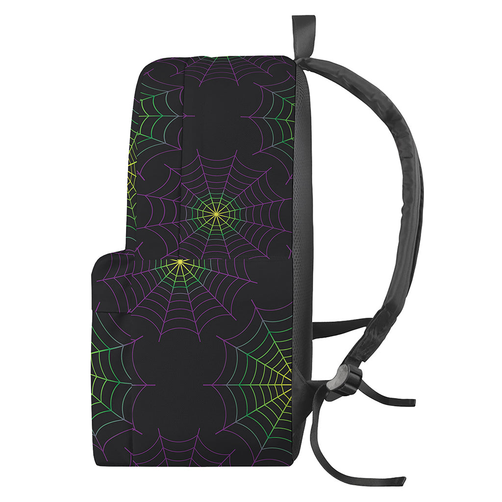 Purple And Green Spider Web Print Backpack