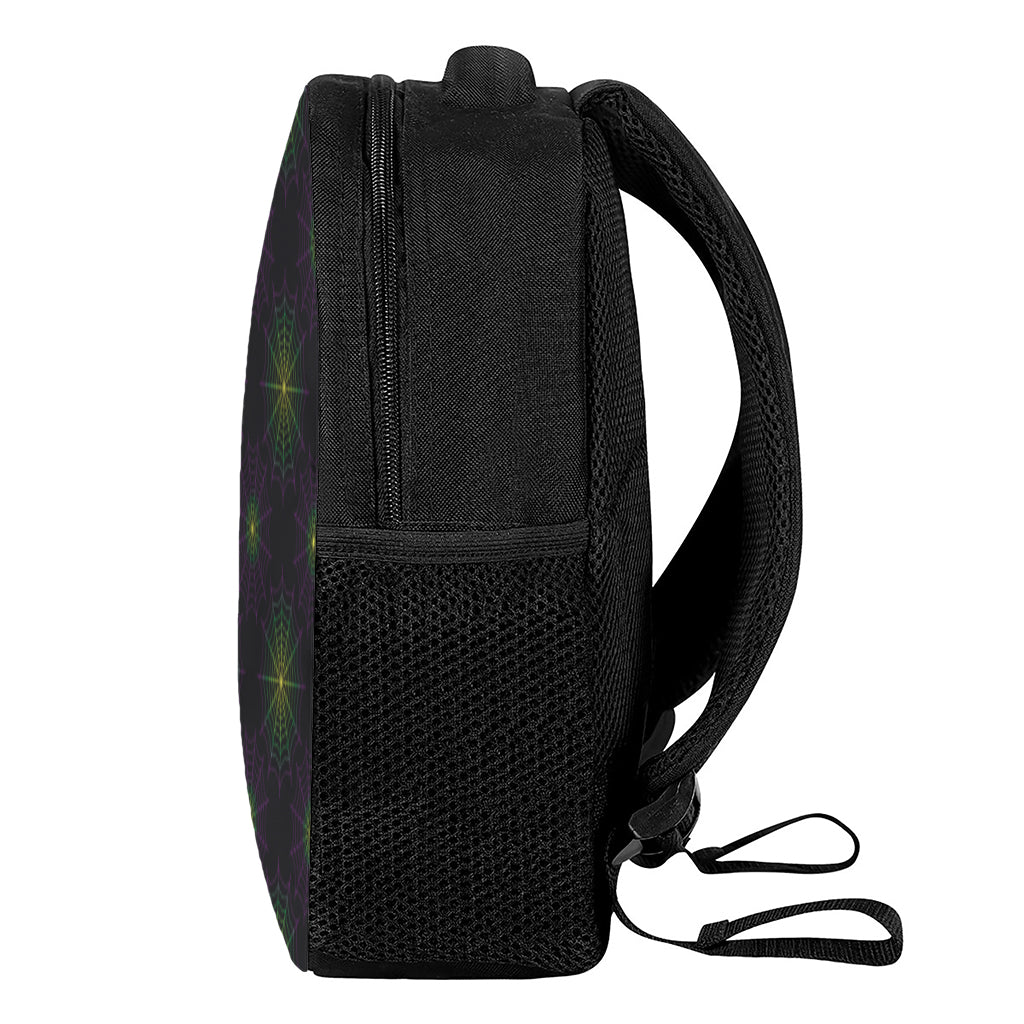 Purple And Green Spider Web Print Casual Backpack