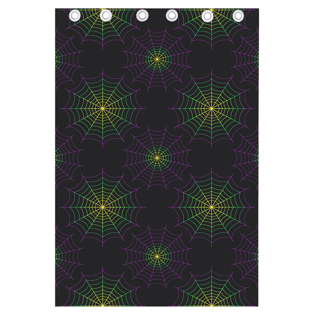 Purple And Green Spider Web Print Curtain