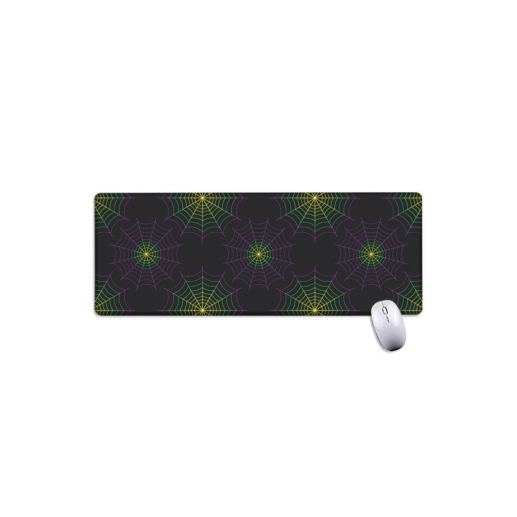 Purple And Green Spider Web Print Extended Mouse Pad