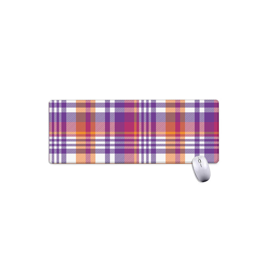 Purple And Orange Madras Plaid Print Extended Mouse Pad