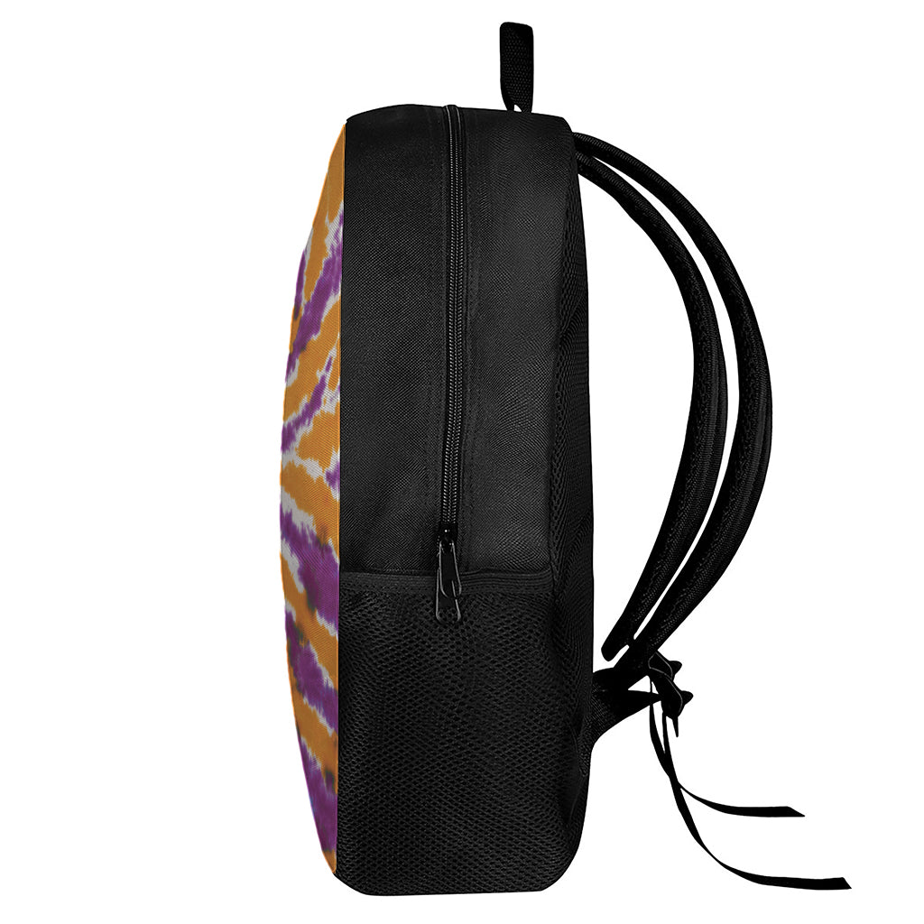 Purple And Orange Spider Tie Dye Print 17 Inch Backpack