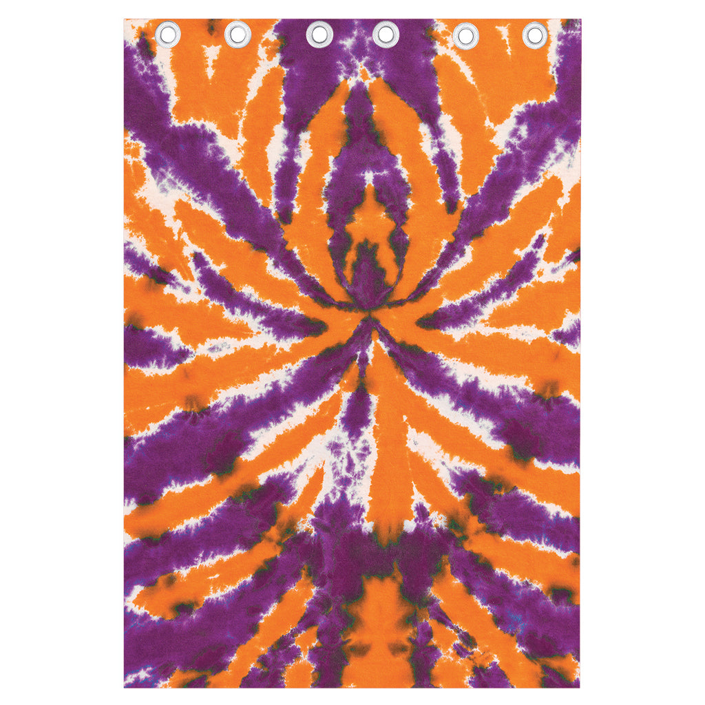 Purple And Orange Spider Tie Dye Print Curtain
