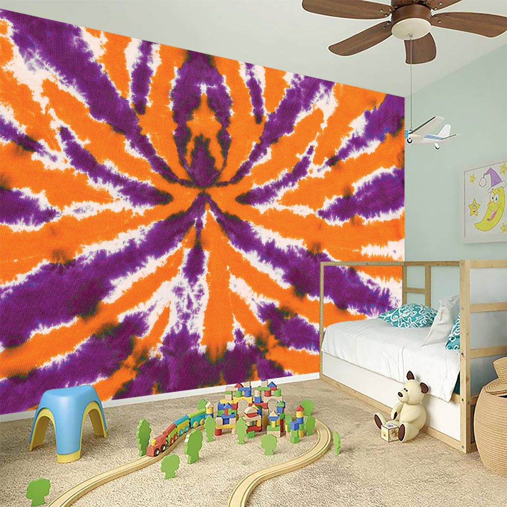 Purple And Orange Spider Tie Dye Print Wall Sticker
