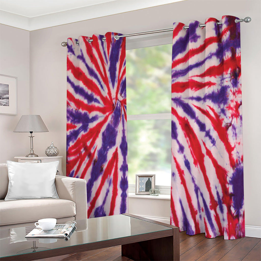 Purple And Red Spider Tie Dye Print Extra Wide Grommet Curtains