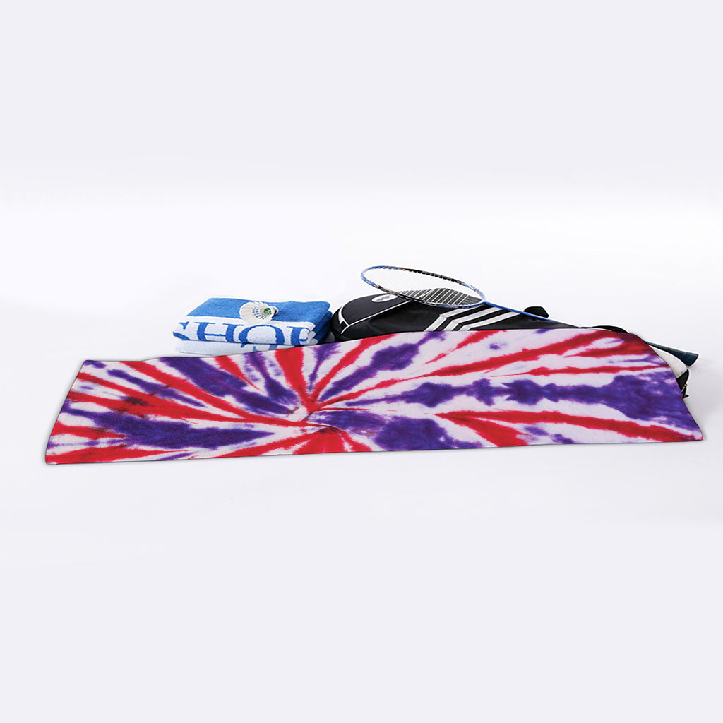 Purple And Red Spider Tie Dye Print Sports Towel