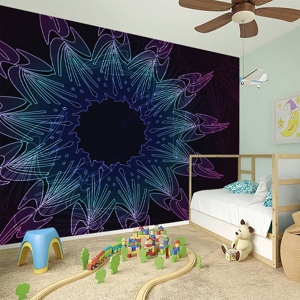 Purple And Teal Dark Mandala Print Wall Sticker