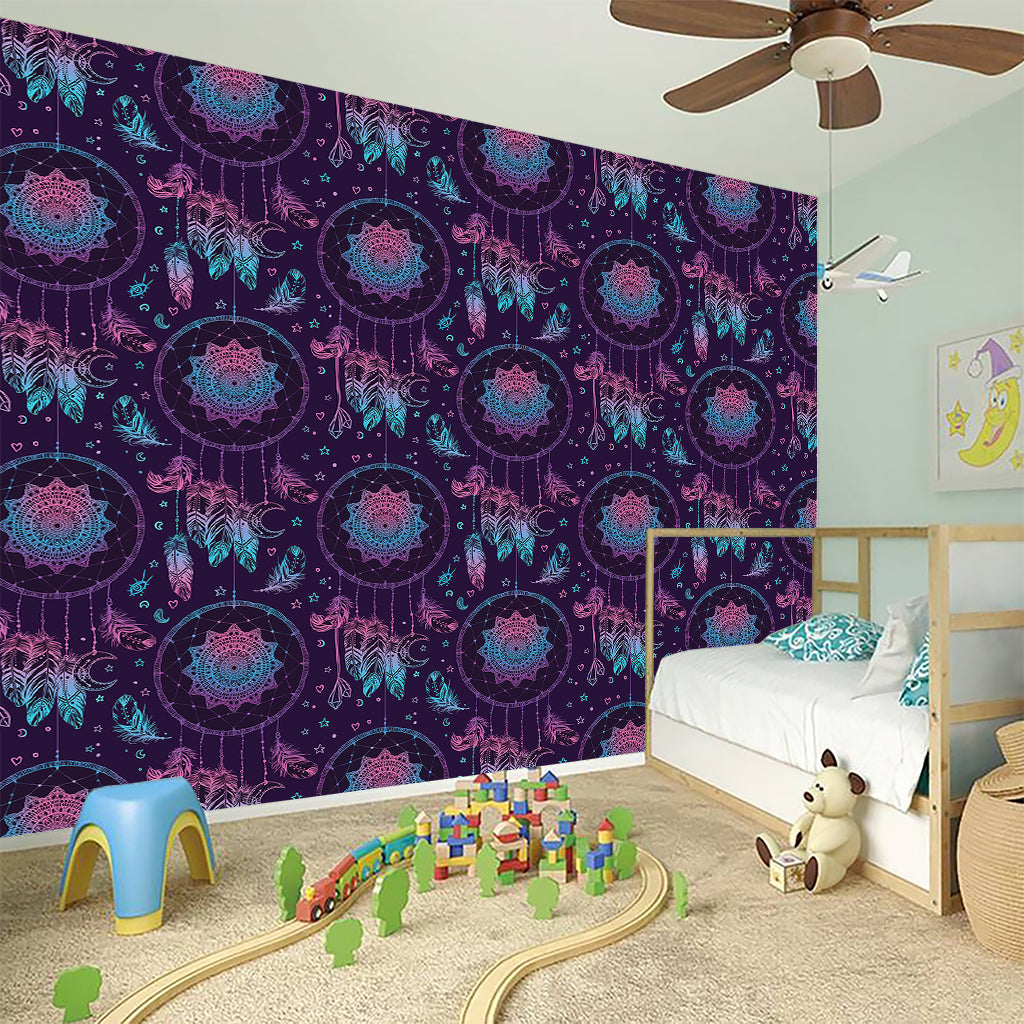 Purple And Teal Dream Catcher Print Wall Sticker