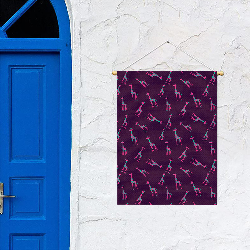 Purple And Teal Giraffe Pattern Print Garden Flag