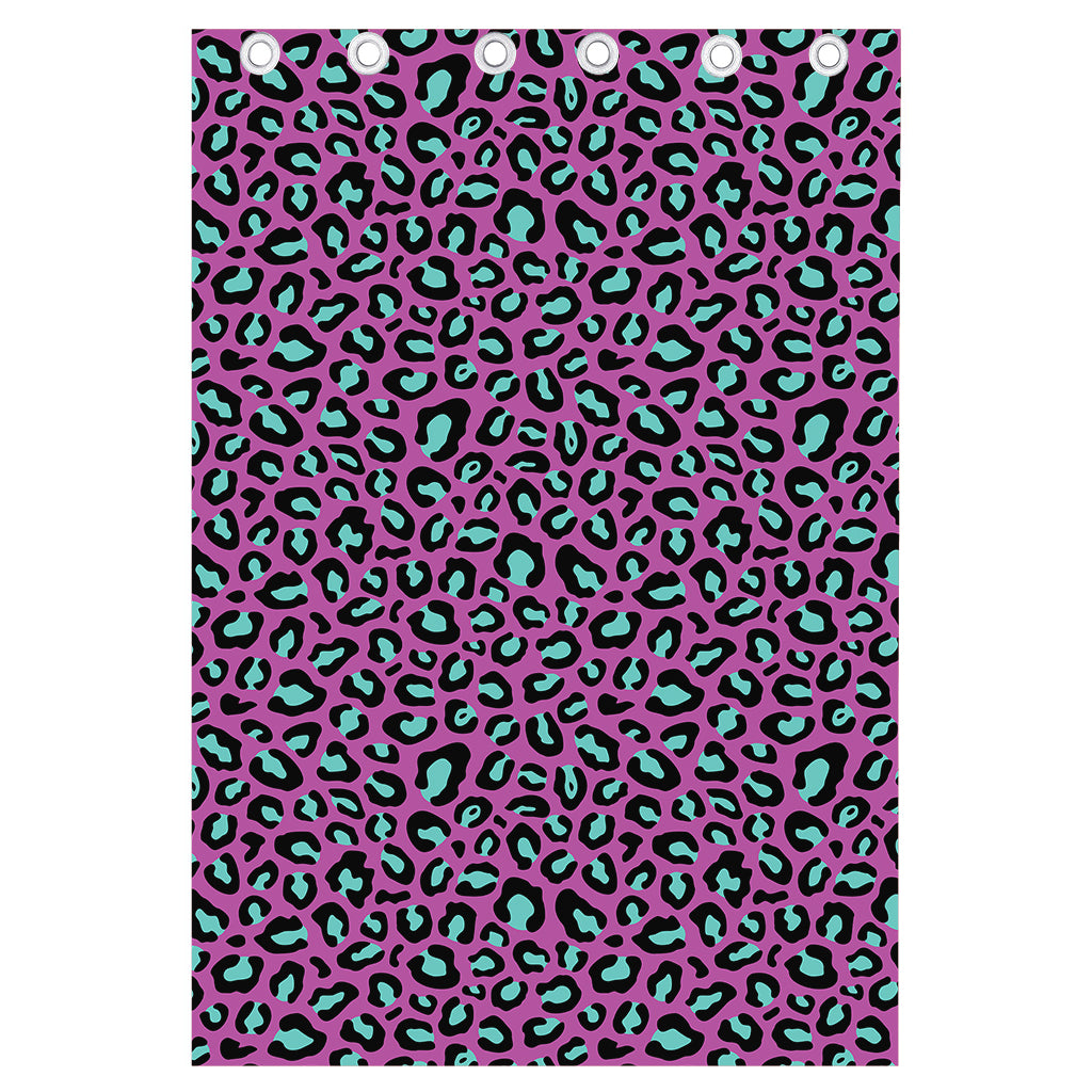 Purple And Teal Leopard Pattern Print Curtain