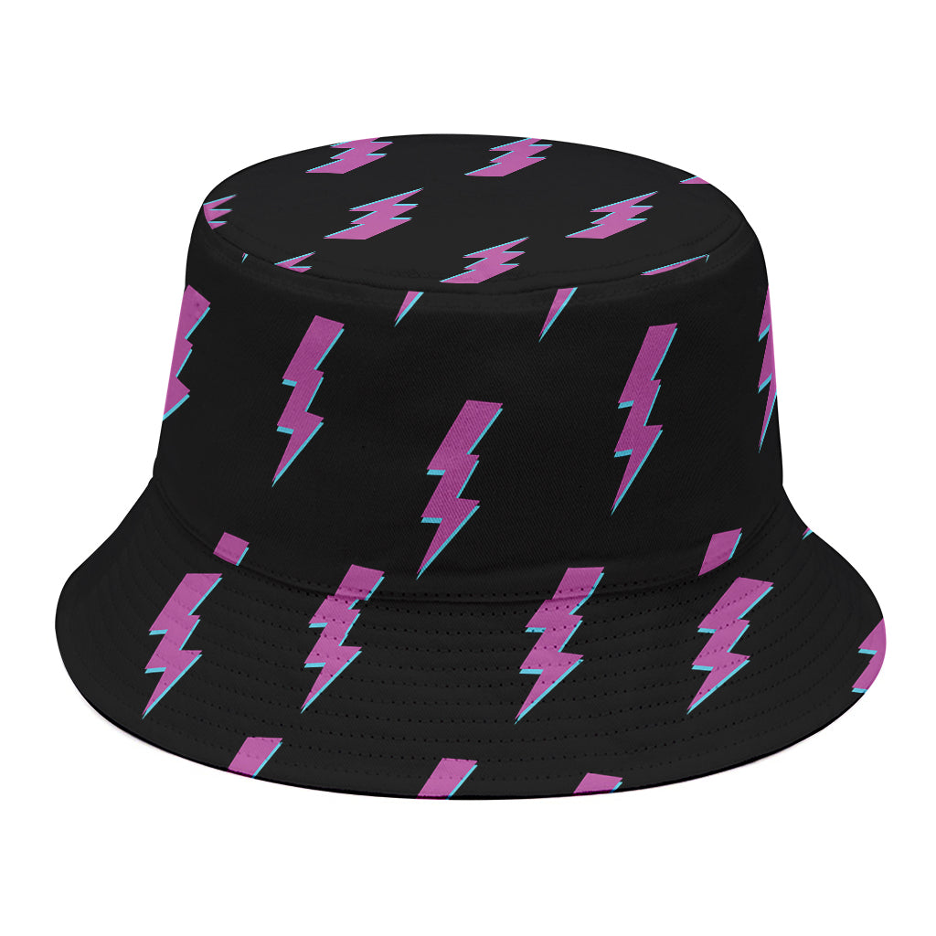 Purple And Teal Lightning Pattern Print Bucket Hat