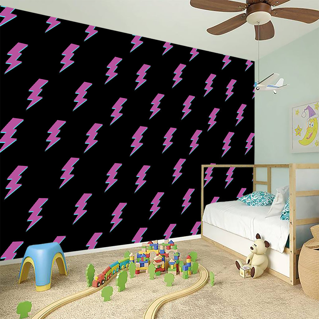 Purple And Teal Lightning Pattern Print Wall Sticker