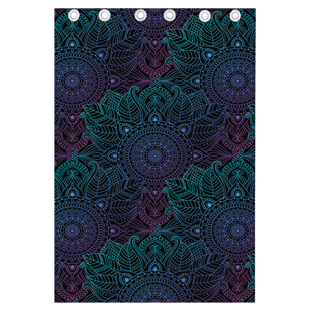 Purple And Teal Mandala Print Curtain