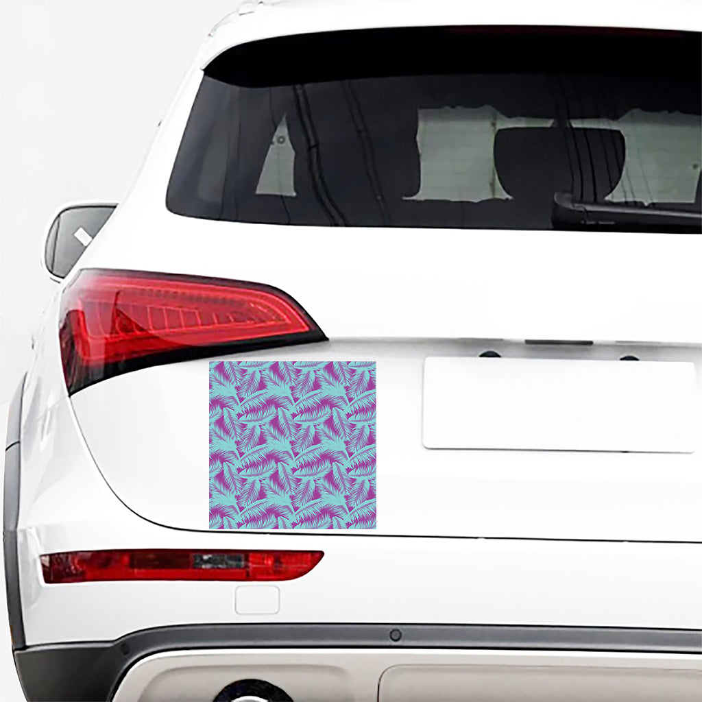 Purple And Teal Tropical Leaf Print Car Sticker