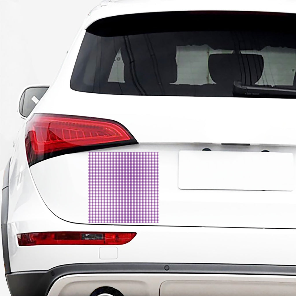 Purple And White Check Pattern Print Car Sticker