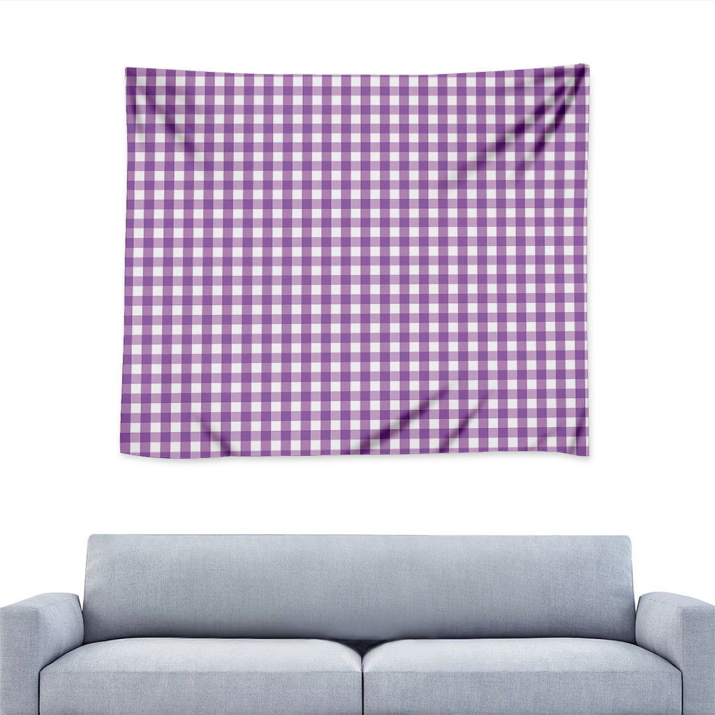 Purple And White Check Pattern Print Tapestry